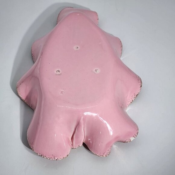 Large Pink Ceramic Ruffled Edge Leaf-Shaped Bowl with Gold Accents Marked 101 K - Picture 6 of 10